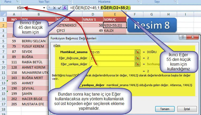Excelde Eğer Formülü FOTO: Excelde Eğer Formülü