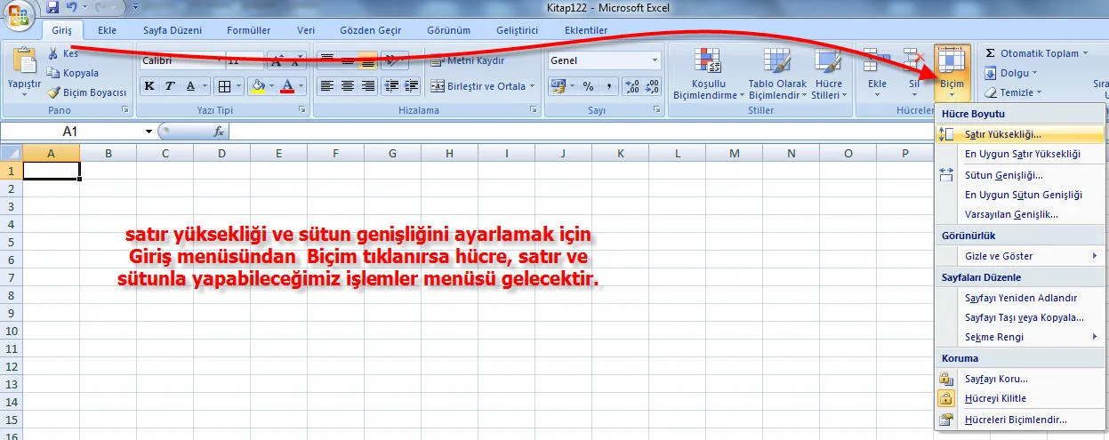 Excelde Satır Sabitleme FOTO: Excelde Satır Sabitleme