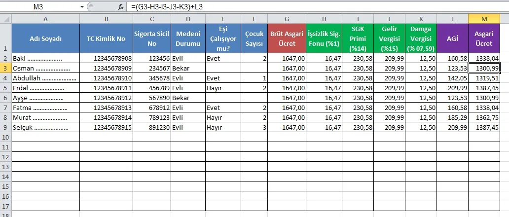 Maaş Bordrosu Excel FOTO: Maaş Bordrosu Excel