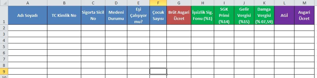 Maaş Bordrosu Excel FOTO: Maaş Bordrosu Excel
