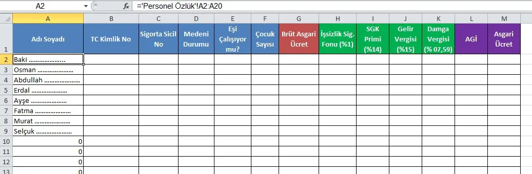 Maaş Bordrosu Excel FOTO: Maaş Bordrosu Excel
