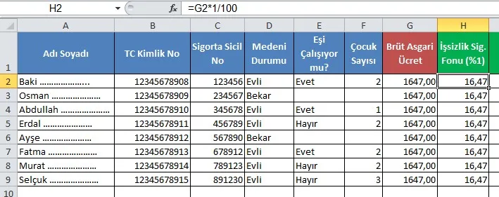 Maaş Bordrosu Excel FOTO: Maaş Bordrosu Excel