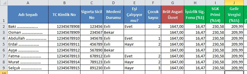 Maaş Bordrosu Excel FOTO: Maaş Bordrosu Excel