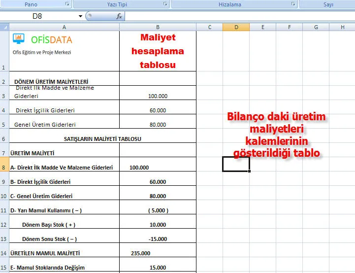 Maliyet Hesaplama Excel FOTO: Maliyet Hesaplama Excel