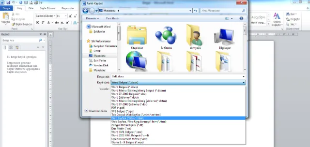 Farklı Kaydet FOTO: MS Office Nedir?