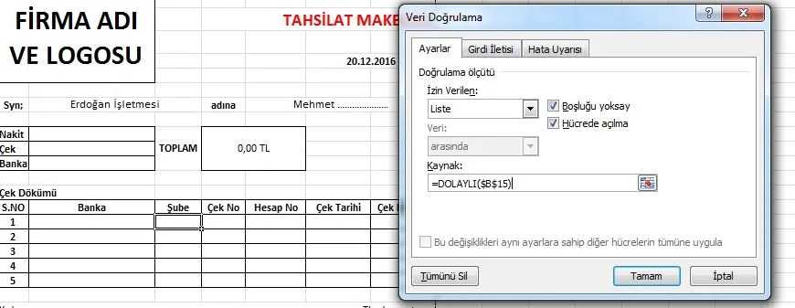 Tahsilat Makbuzu Excel FOTO: Tahsilat Makbuzu Excel